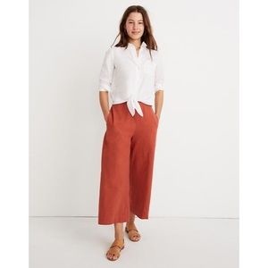 Madewell Huston Women’s Linen Wide Leg Crop Pants Orange Medium